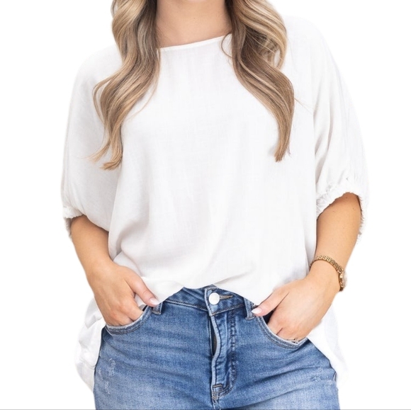 Zenana Outfitters Tops - New Zenana White Womens Top Size S M L XL Plus Boxy Oversized Woven